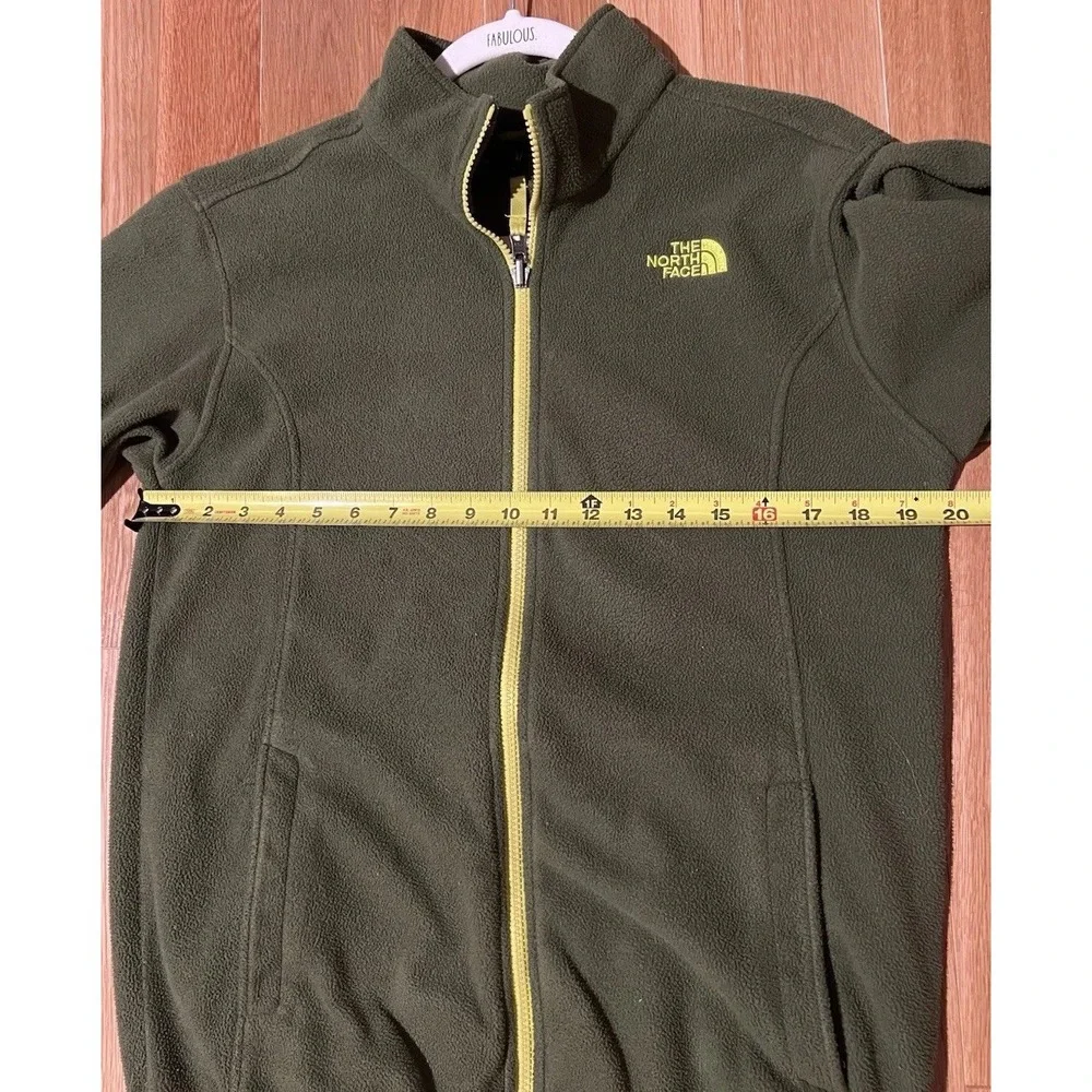 North Face Fleece Jacket Boys X-Large 18/20 Green Full Zip Pockets